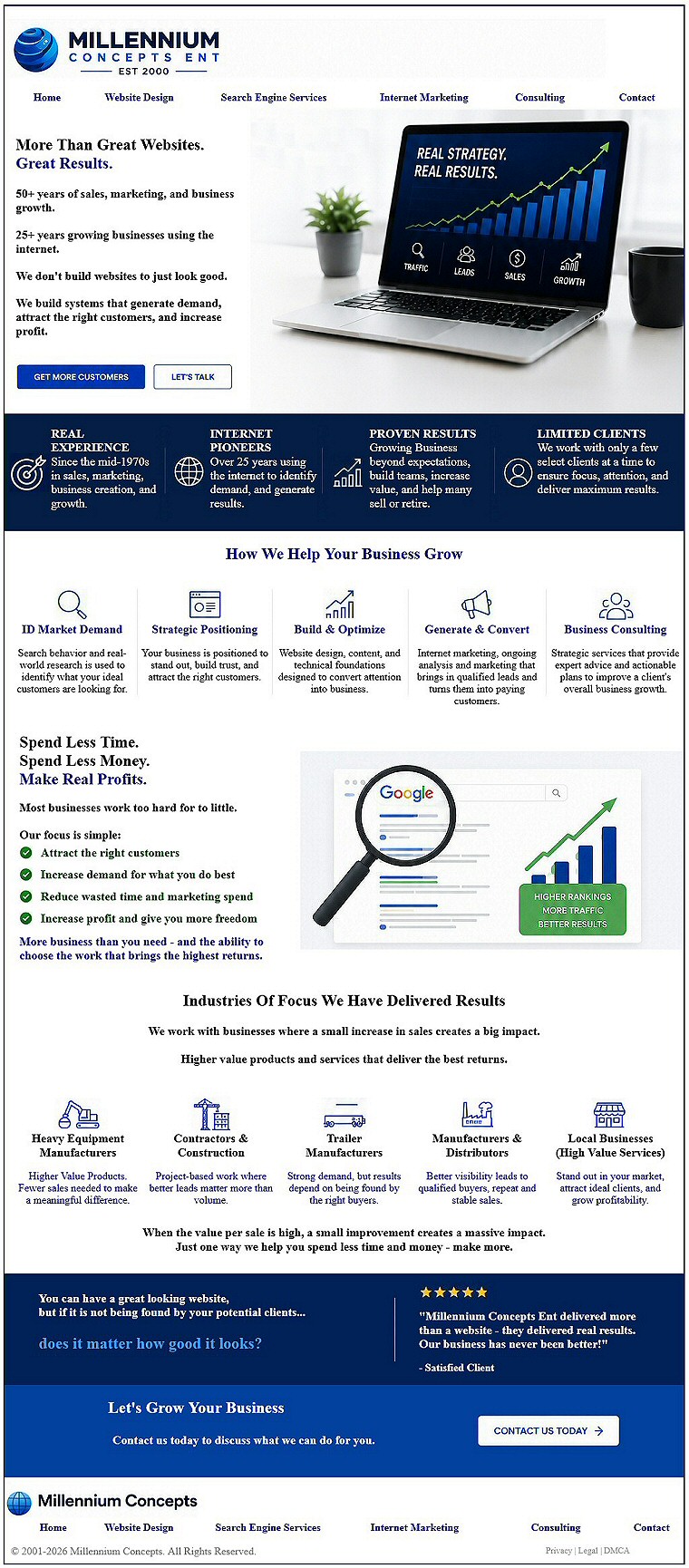 Millennium Concepts Ent - Website Design - Search Engine Services - Internet Marketing - Consulting -  More Than Great Websites. Great Results.